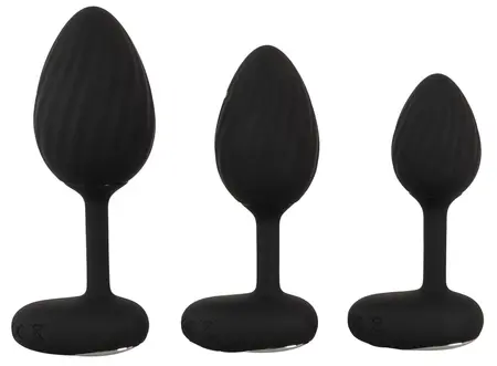 ANOS RC Vibrating Plug Set - 3 Sizes, Waterproof, Silicone, Black