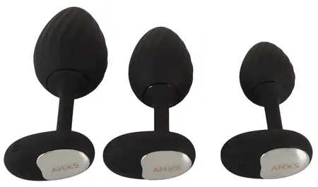 ANOS RC Vibrating Plug Set - 3 Sizes, Waterproof, Silicone, Black