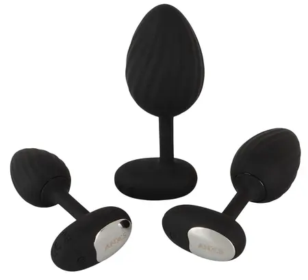 ANOS RC Vibrating Plug Set - 3 Sizes, Waterproof, Silicone, Black