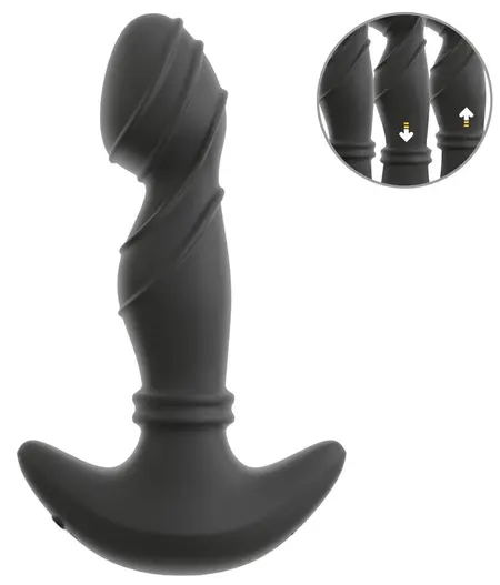 ANOS Vibrating Prostate Plug with Moving Rings, Black, 16.3 cm