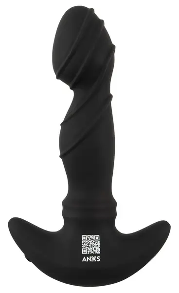 ANOS Vibrating Prostate Plug with Moving Rings, Black, 16.3 cm