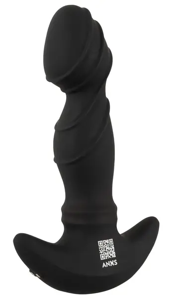 ANOS Vibrating Prostate Plug with Moving Rings, Black, 16.3 cm