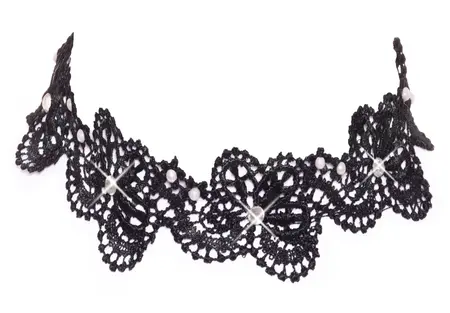 Cottelli ACCESSOIRES Black Lace Choker with Pearls Adjustable S-L