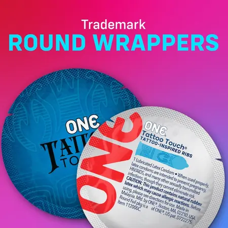 ONE Tattoo Touch 12 pcs Colorful Textured Vegan Latex Condoms