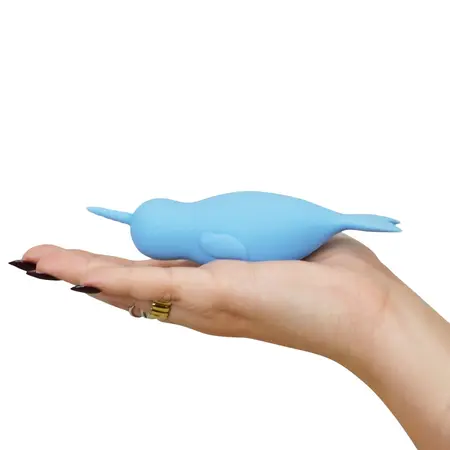 Unihorn Narwhal Dual-Ended Silicone Intimate Device, Blue, 14.3 cm