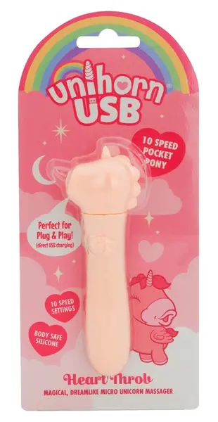 Heart Throb мини вибратор, розов, 10 режима, USB, 14,3 см