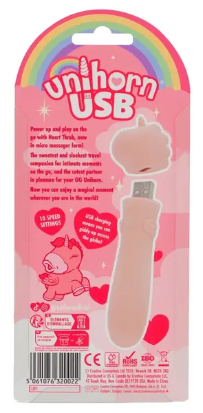 Heart Throb мини вибратор, розов, 10 режима, USB, 14,3 см