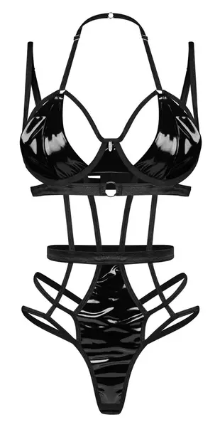Obsessive Keira Lise Black Strap Body L/XL Adjustable Vinyl Accents