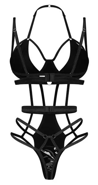 Obsessive Keira Lise Black Strap Body L/XL Adjustable Vinyl Accents