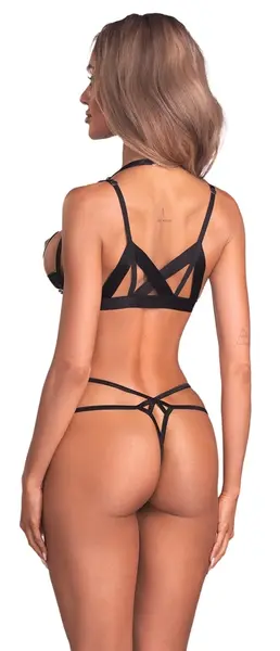 Obsessive Keira Lise Vinyl Open Cup Set Black L/XL Adjustable Straps