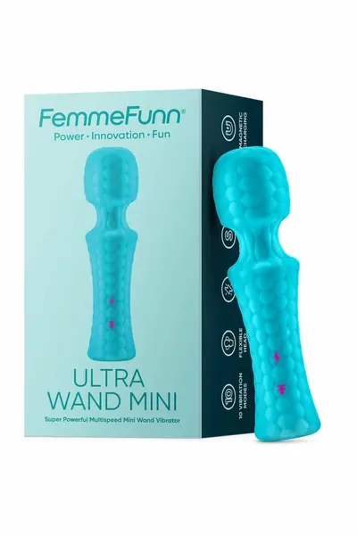 FemmeFunn Ultra Wand Mini Turquoise - Compact Waterproof Massager 10 Modes
