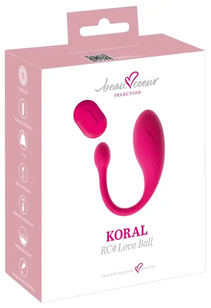 beau coeur KORAL RC Vibrating Pelvic Floor Trainer 20 cm Silicone Pink