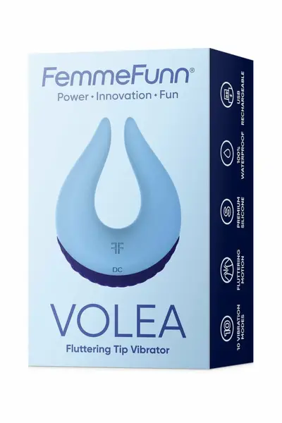 FemmeFunn Volea Light Blue Intimate Device - 10 Modes, Waterproof, Compact