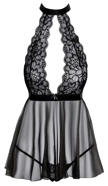 kissable Babydoll L/XL Black - Lace & Powernet Nightwear Set