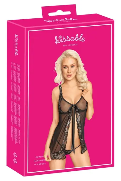 Kissable Babydoll & String Set S/M - Elegant Lace, Adjustable Fit