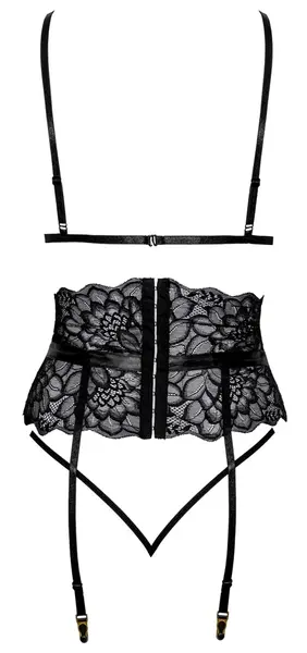Kissable Suspender Lingerie Set Lace Black L/XL Adjustable Fit
