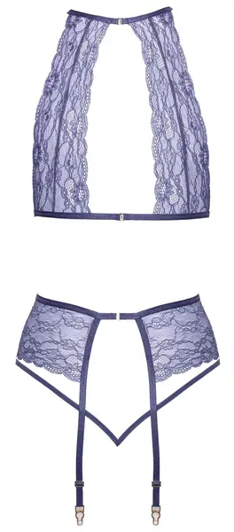 Kissable Lingerie Set L/XL - Lavender Lace, Adjustable Suspender Belt
