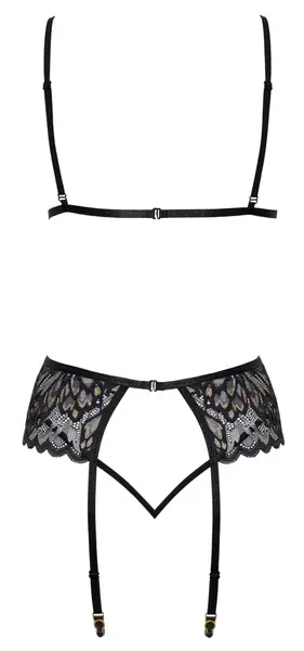 Kissable Lace Lingerie Set S/M - Wireless Bra & Adjustable Suspender Belt