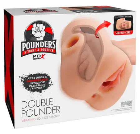 PDX Plus Double Pounder Vibrating Intimate System, Dual Tunnel, 20.5 cm