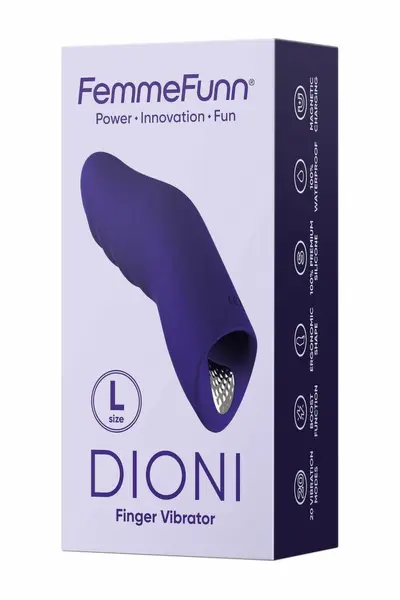 FemmeFunn Dioni Large Dark Purple - Ergonomic Finger Device, 20 Modes