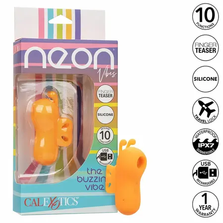 CalExotics Neon Vibes Orange Ergonomic Finger Device 10 Modes Waterproof