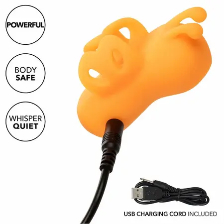 CalExotics Neon Vibes Orange Ergonomic Finger Device 10 Modes Waterproof