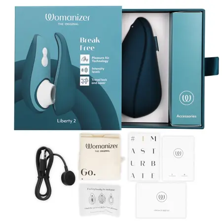 Womanizer Liberty 2 Blue - Compact Air Wave Stimulator with Magnetic Lid