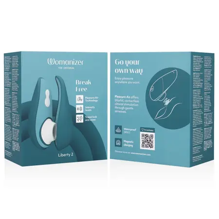Womanizer Liberty 2 Blue - Compact Air Wave Stimulator with Magnetic Lid