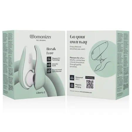 Womanizer Liberty 2 Light Green Compact Air Wave System with Travel Case