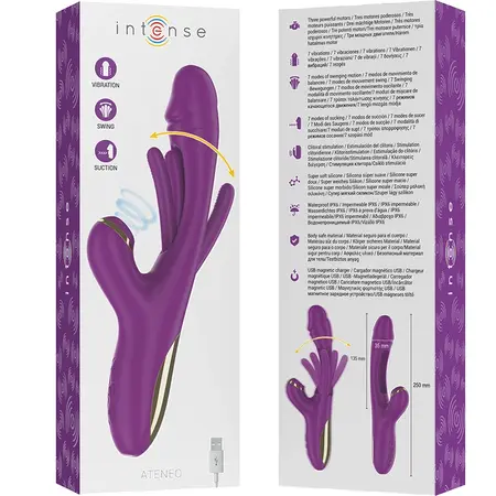 INTENSE Ateneo Rechargeable 3-Motor Silicone Intimate Device Purple 25cm