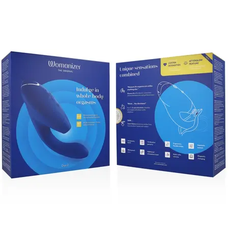Womanizer Duo 2 Blue - Dual-Action Intimate Device, Air Pulse & Vibration