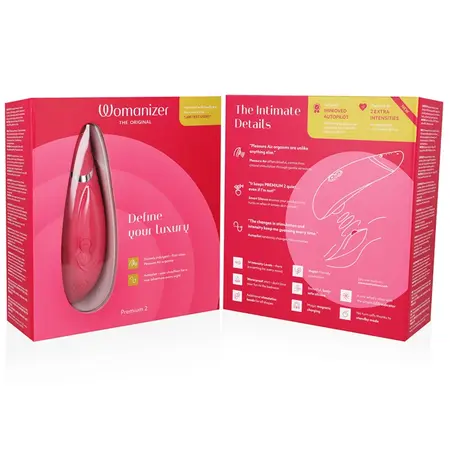 Womanizer Premium 2 Intimate Air System Raspberry, 14 Modes, Silicone