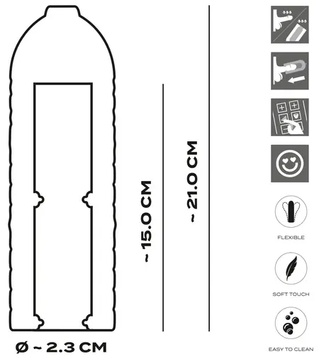 Suck-O-Mat 3 Performance Sleeve M - Flexible Silicone System, 21 cm