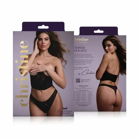 Cottelli Collection Half Corset & Tiara Thong Black Lace S