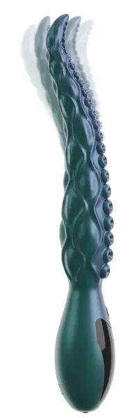 Octo Vibes силиконов вибратор пипало, металик, 27 см