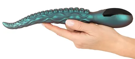 Octo Vibes силиконов вибратор пипало, металик, 27 см