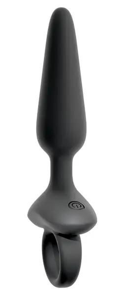 ANOS Flexible Vibrating Silicone Plug 15 cm with Ring Handle Black