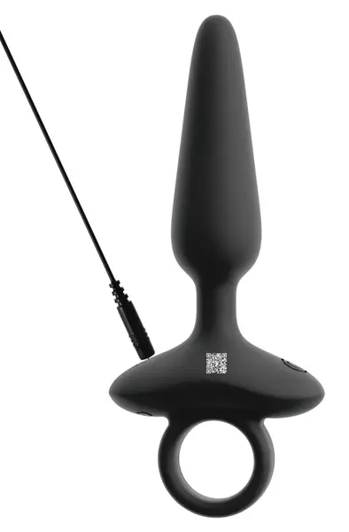 ANOS Flexible Vibrating Silicone Plug 15 cm with Ring Handle Black