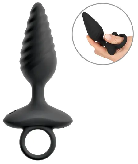 ANOS Flexible Plug Twisted Design - 10-Mode Vibrating Silicone, Black