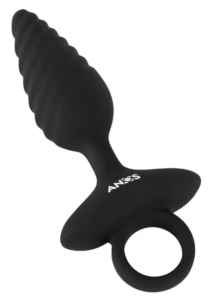 ANOS Flexible Plug Twisted Design - 10-Mode Vibrating Silicone, Black