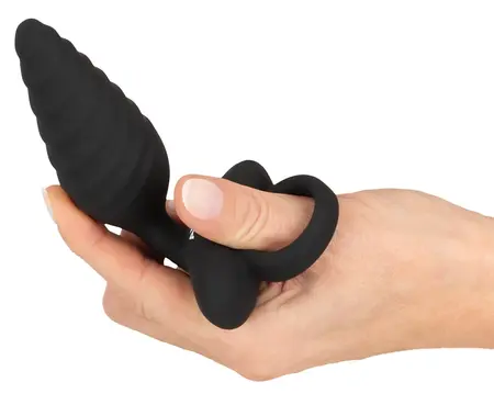 ANOS Flexible Plug Twisted Design - 10-Mode Vibrating Silicone, Black