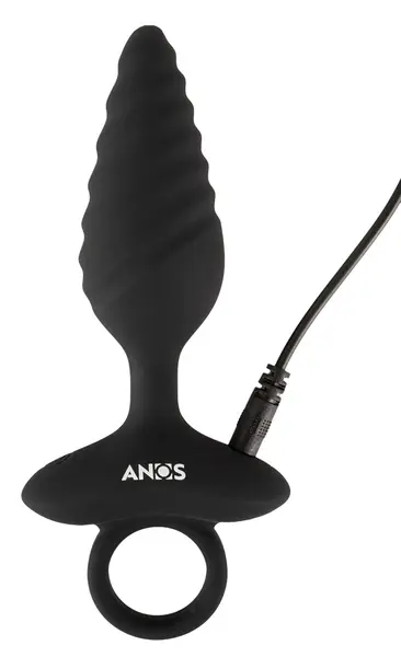 ANOS Flexible Plug Twisted Design - 10-Mode Vibrating Silicone, Black