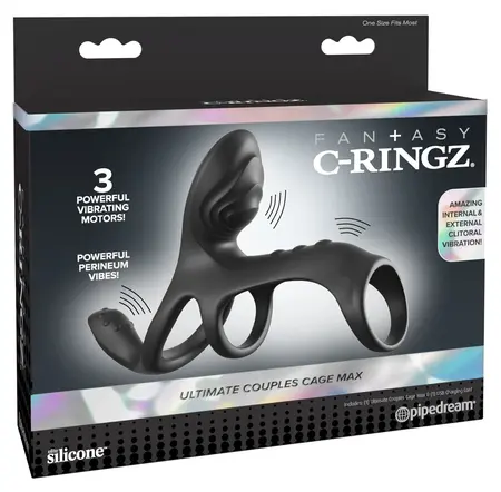 Fantasy C-Ringz Ultimate Couples Cage Max Black Silicone Intimate System