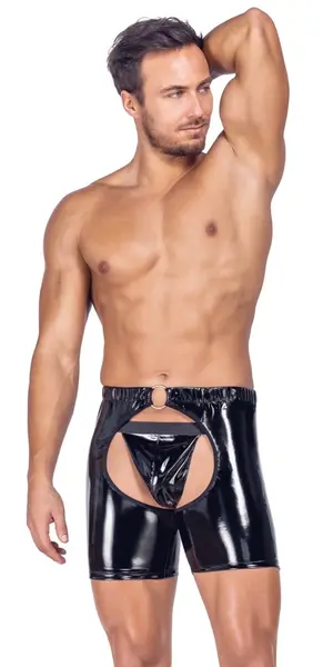 Black Level Men's Vinyl Chaps S Shiny Anatomic Design Black
