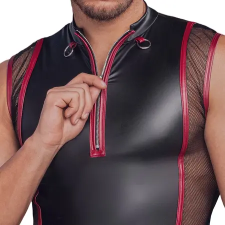 NEK Matte Black Sleeveless Shirt 2XL with Red Accents & Mesh Panels