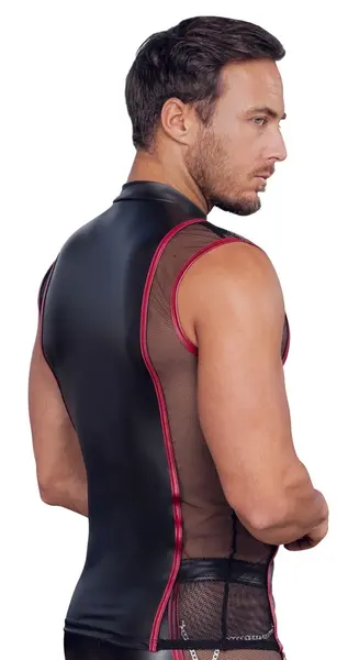 NEK Men's Sleeveless Matte Shirt XL with Red Stripe and Mesh Design