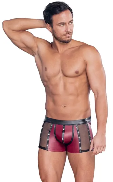 NEK Men's Matte Red Pants with Mesh Sides & Silver Studs, Size M