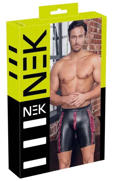 NEK Men's Matte Black Pants 2XL with Red Stripes & Chains Detail