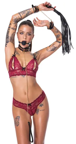 Bad Kitty Premium Chain Bondage Set 6-Piece Black & Gold Adjustable Kit