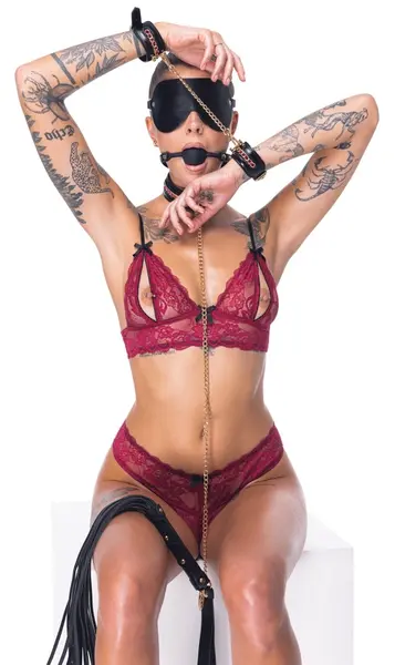 Bad Kitty Premium Chain Bondage Set 6-Piece Black & Gold Adjustable Kit